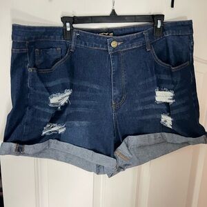 Dollhouse Blue Distressed Jean Shorts